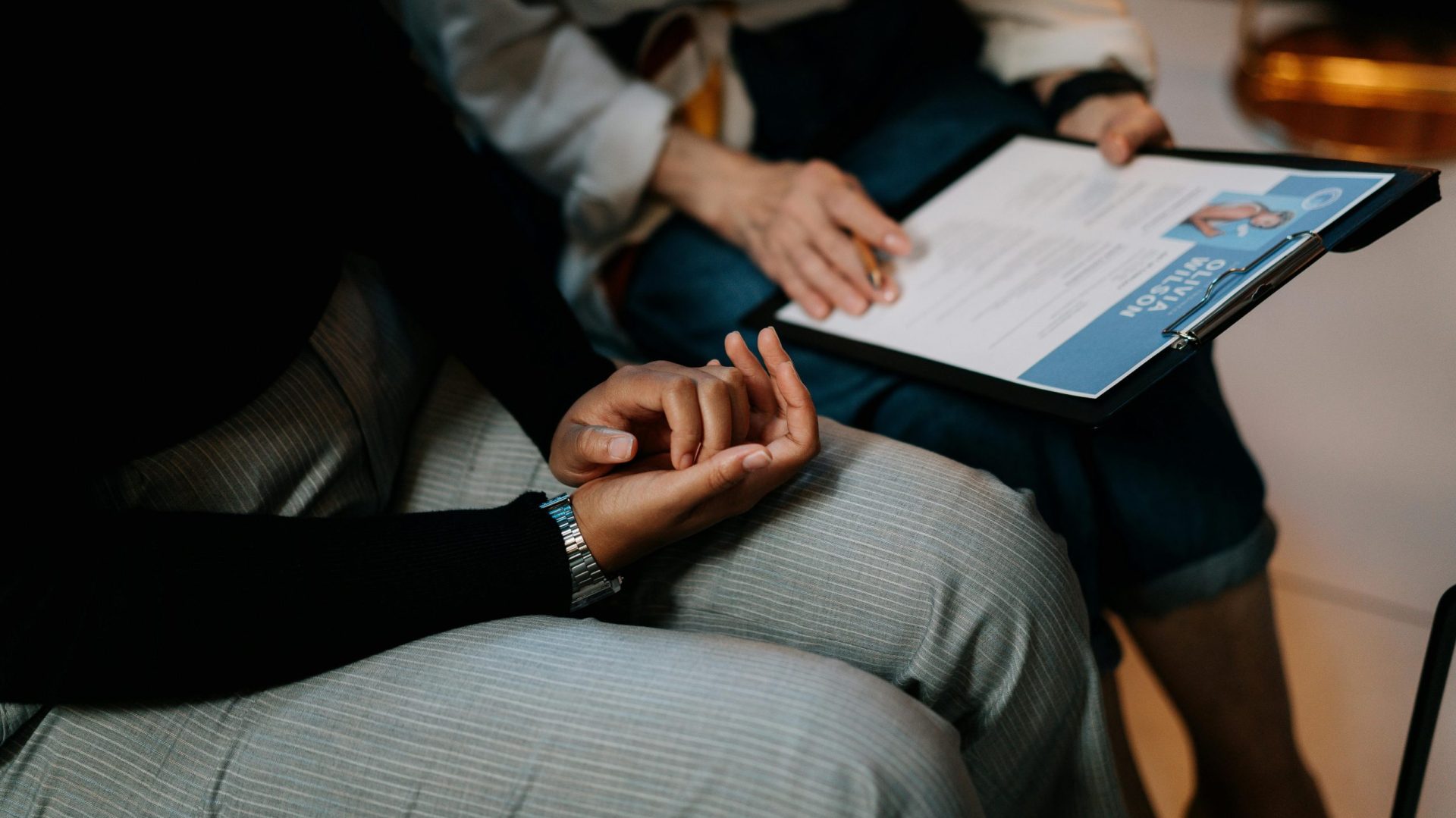 Lady at an interview